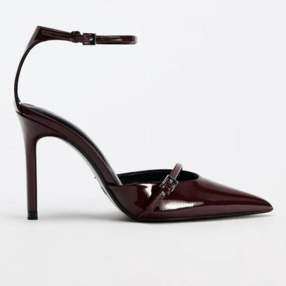 ZARA FAUX PATENT LEATHER HEELED SHOES - Picture 3 of 6